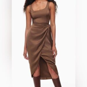 Aritzia Brown wrap dress